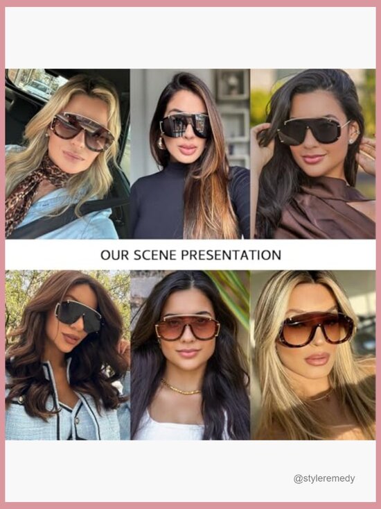 Oversized Retro Shield Sunglasses with UV400 Protection main image 7